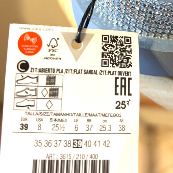 Zara rhinestone denim flat sandals NWT - Picture 6 of 8